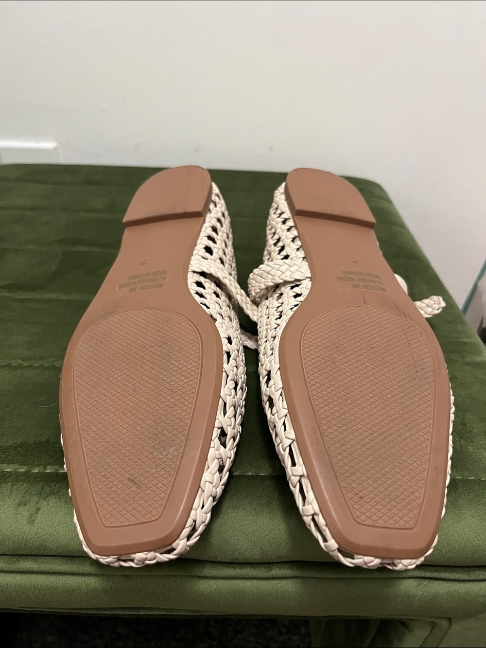 Women's Woven Leather Flats in Light Beige - Picture 4 of 4